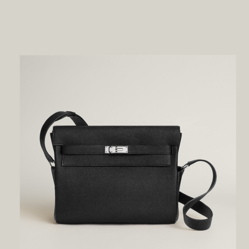 Hermes Kelly Messenger GM Togo Noir Silver