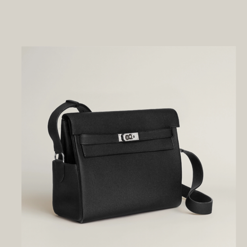 Hermes Kelly Messenger GM Togo Noir Silver
