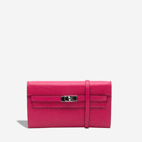 Hermes Kelly to go Chevre Mysore Rose Mexico Silver