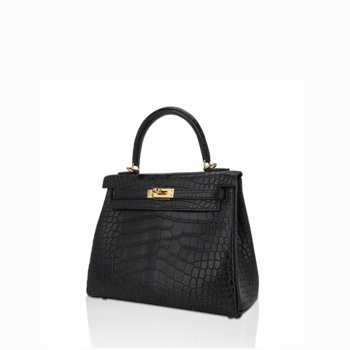 Hermes Kelly 25 Matt Alligator Noir Gold
