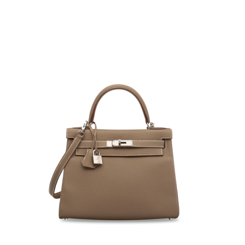 Hermes Kelly 28 Togo Etoupe Silver
