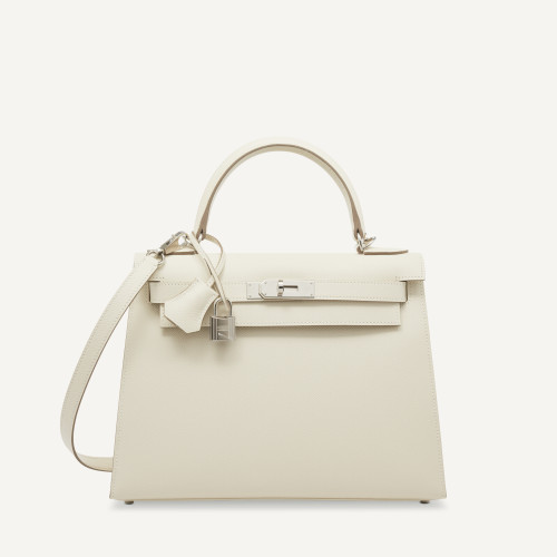 Hermes Kelly 28 Epsom Craie Silver 