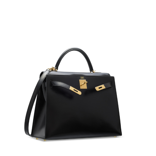 Hermes Kelly 32 Box Noir Gold