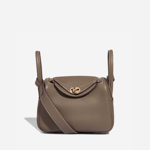 Hermes Lindy Mini Clemence Etoupe Gold