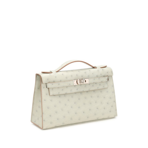 Hermes Mini Kelly I Ostrich Craie Silver
