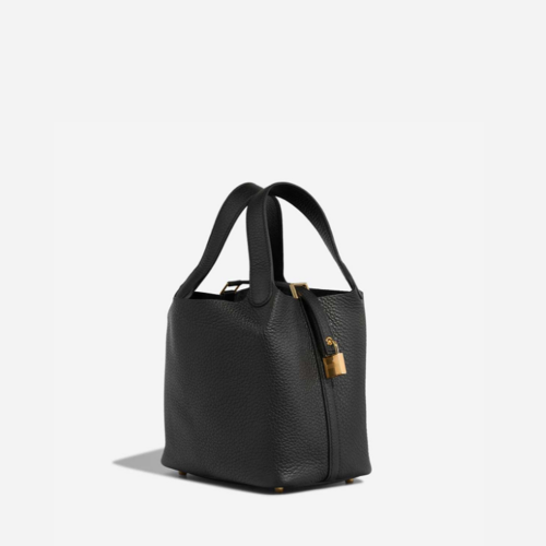 Hermes Picotin 18 Clemence Noir Gold