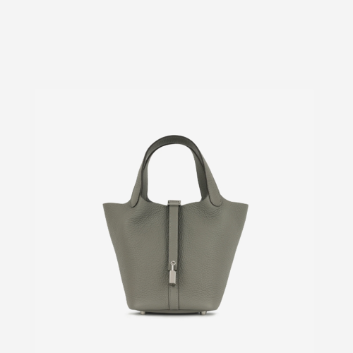 Hermes Picotin 18 Clemence Gris Meyer Silver
