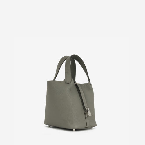 Hermes Picotin 18 Clemence Gris Meyer Silver