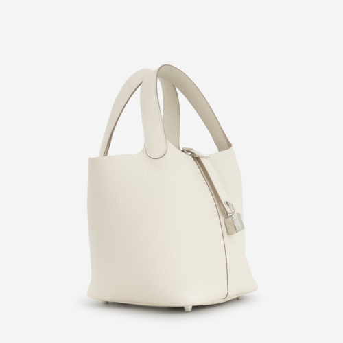 Hermes Picotin 18 Clemence Craie Silver