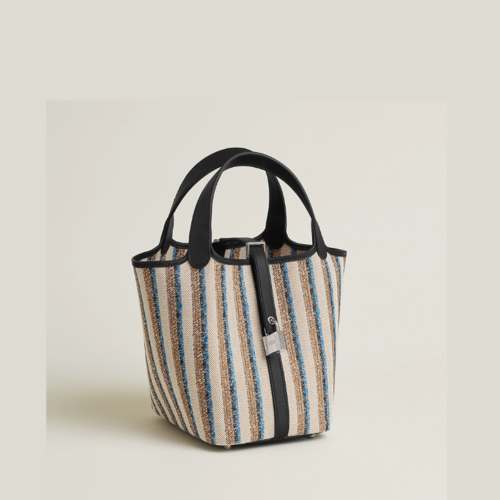 Hermes Picotin 18 Toile Swift Noir Silver