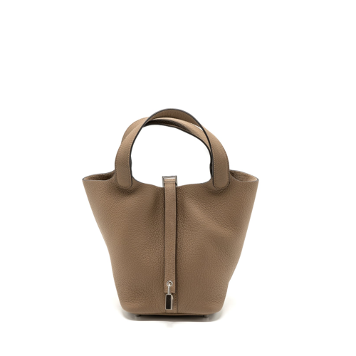 Hermes Picotin 18 Clemence Beige de Weimer Silver