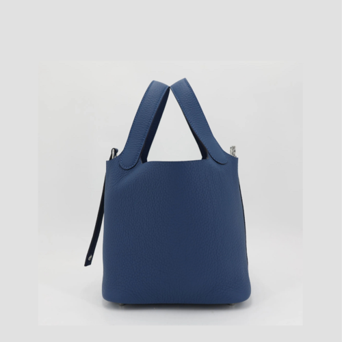 Hermes Picotin 18 Clemence Bleu Tie Silver