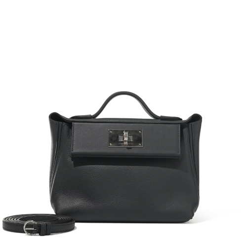 Hermes 2424 Mini Evercolor Swift Noir Silver