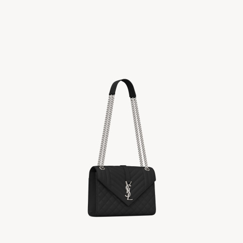 Saint Laurent ENVELOPE MEDIUM IN QUILTED GRAIN DE POUDRE EMBOSSED LEATHER