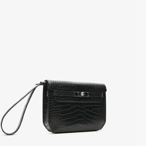 Hermes Kelly depeches 25 Alligator Noir Silver