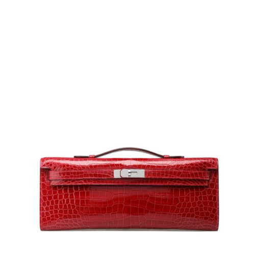 Hermes Kelly cut Nile Crocodile Braise Silver