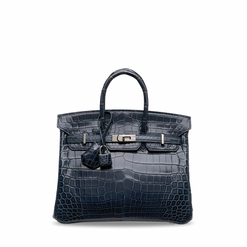 Hermes Birkin 25 Alligator Storm Blue Silver
