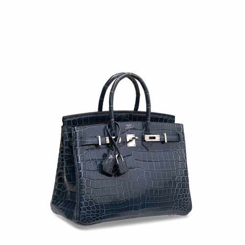 Hermes Birkin 25 Alligator Storm Blue Silver