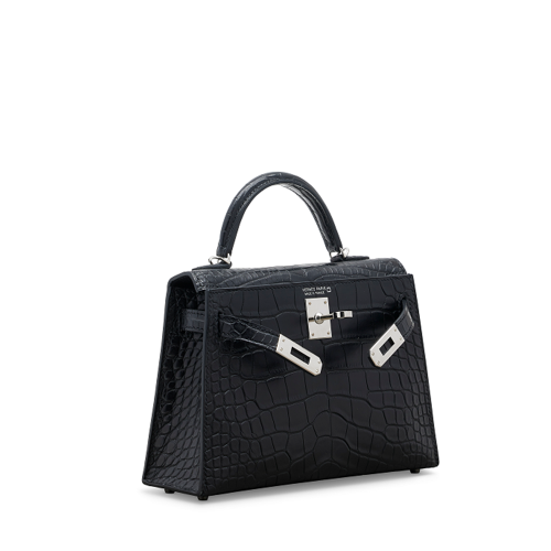 Hermes Mini Kelly II Noir Silver