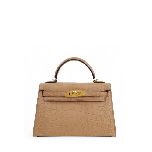 Hermes Kelly Mini II Alligator Chai Gold