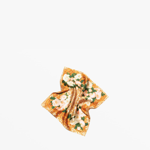 CHANEL MINI BANDANA Silk Satin Light Beige Golden White & Green