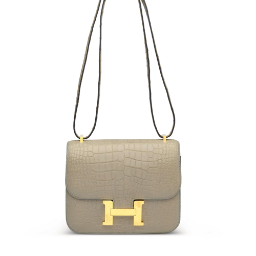 Hermes Constance 18 Alligator Gris Perle Gold