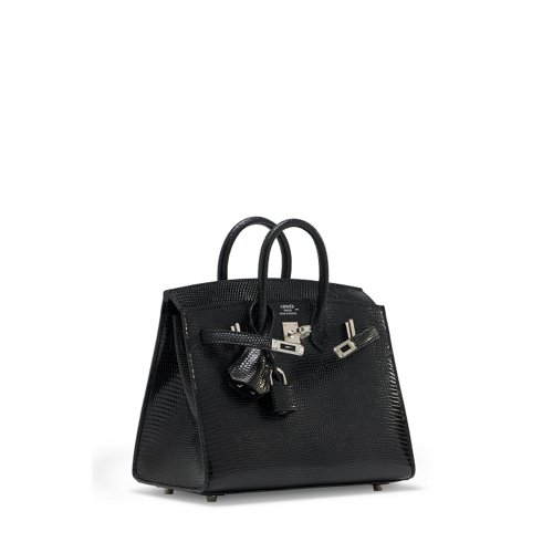 Hermes Birkin 20 Lizard Noir Silver