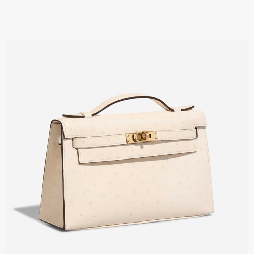 Hermes Kelly I Ostrich Craie Gold
