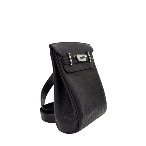 Hermes HAC A DOS PM Alligator Noir Silver