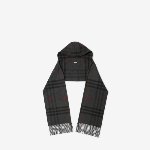 Burberry Checked Wool Cashmere Hooded Scarf