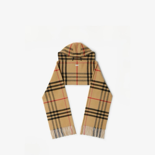Burberry Checked Wool Cashmere Hooded Scarf