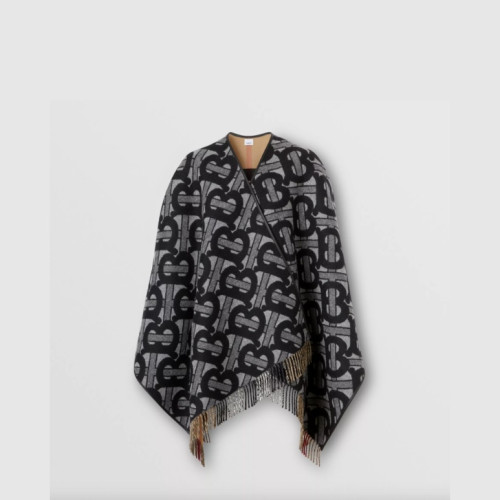 Burberry Monogram Wool Cashmere Reversible Cape