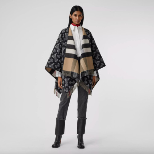 Burberry Monogram Wool Cashmere Reversible Cape