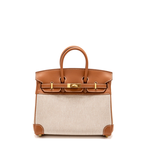 Hermes Birkin 25 Barenia x toile Gold Gold