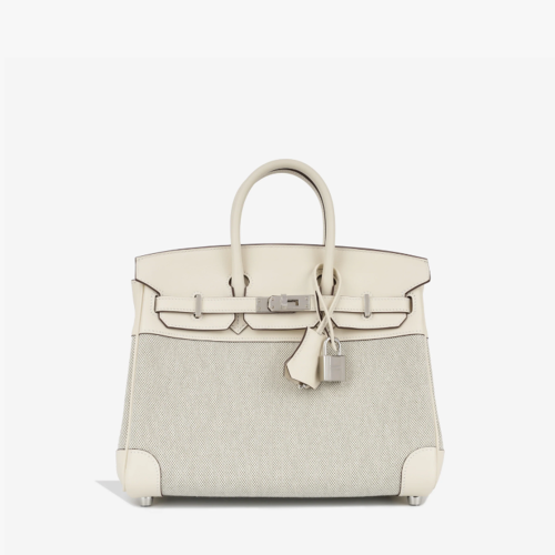 Hermes Birkin 25 Swift x Toile Nata Silver