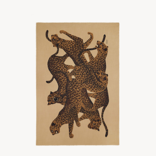 Saint Laurent LEOPARD STOLE IN WOOL TWILL