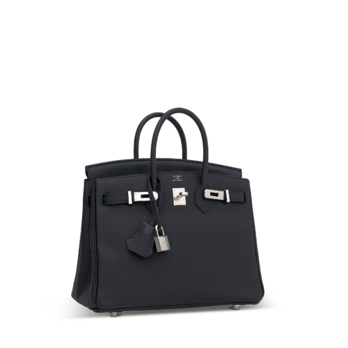 Hermes Birkin 25 Togo Noir Silver