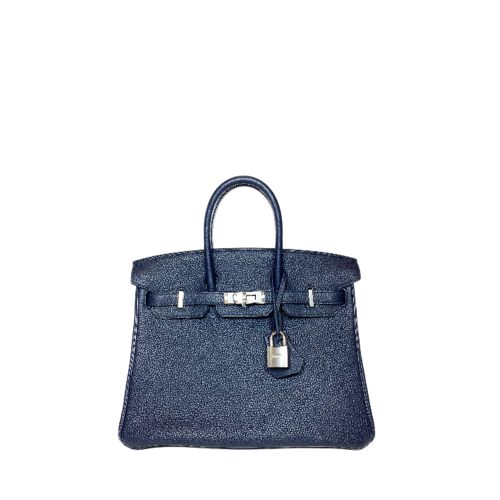 Hermes Birkin 25 Togo Bleu saphir Silver