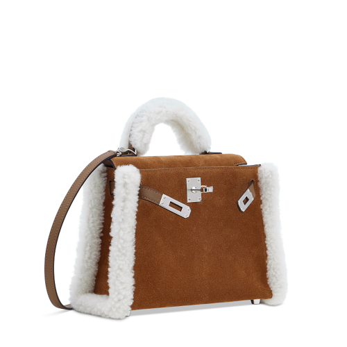 Hermes Mini Kelly II Grizzly Swift Alezan Silver