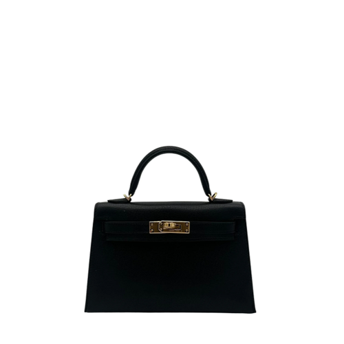 Hermes Mini Kelly II Chevre Mysore Noir Gold