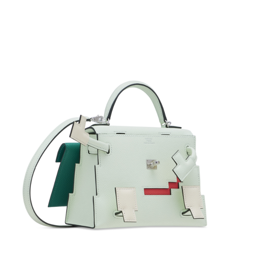 Hermes Kelly Doll Epsom Vert fizz Silver