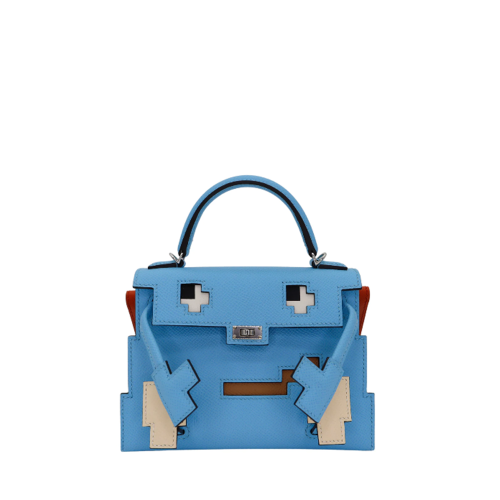 Hermes Kelly Doll Epsom Celeste Silver