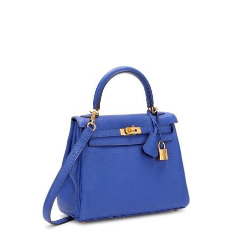 Hermes Kelly 25 Togo Bleu Electrique Gold