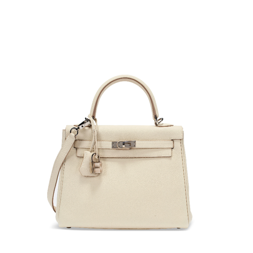 Hermes Kelly 25 Togo Craie Silver