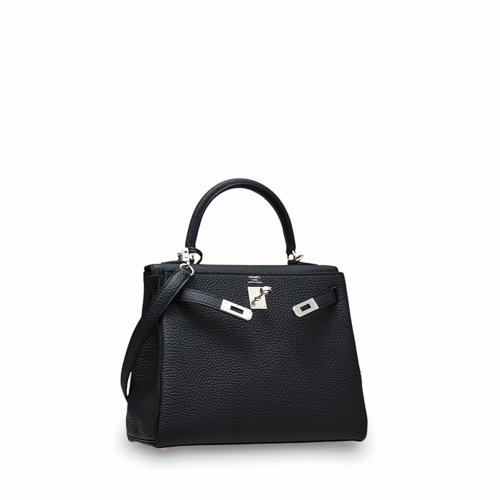 Hermes Kelly 25 Togo Noir Silver