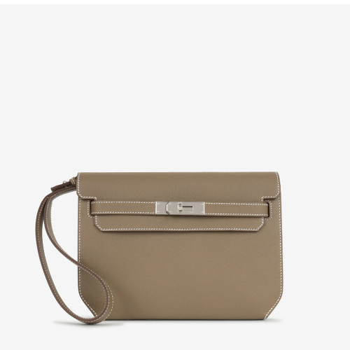 Hermes Kelly Depeches 25 Epsom Etoupe Silver