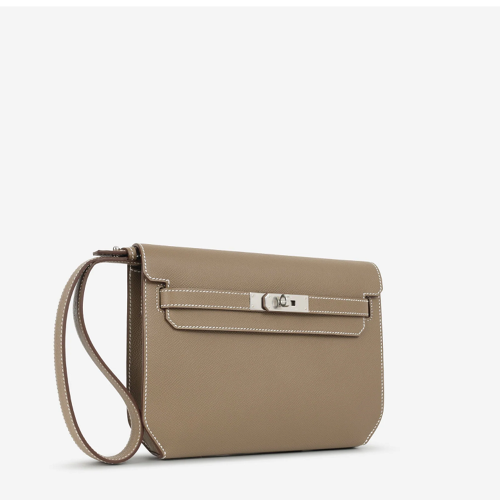 Hermes Kelly Depeches 25 Epsom Etoupe Silver