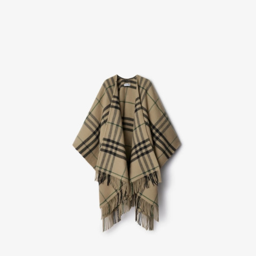 Burberry Check Wool Cashmere Cape Linden