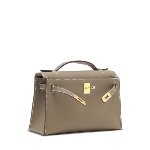 Hermes Mini Kelly I Swift Etoupe Gold