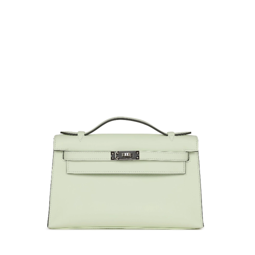 Hermes Mini Kelly I Swift Vert Fizz Silver